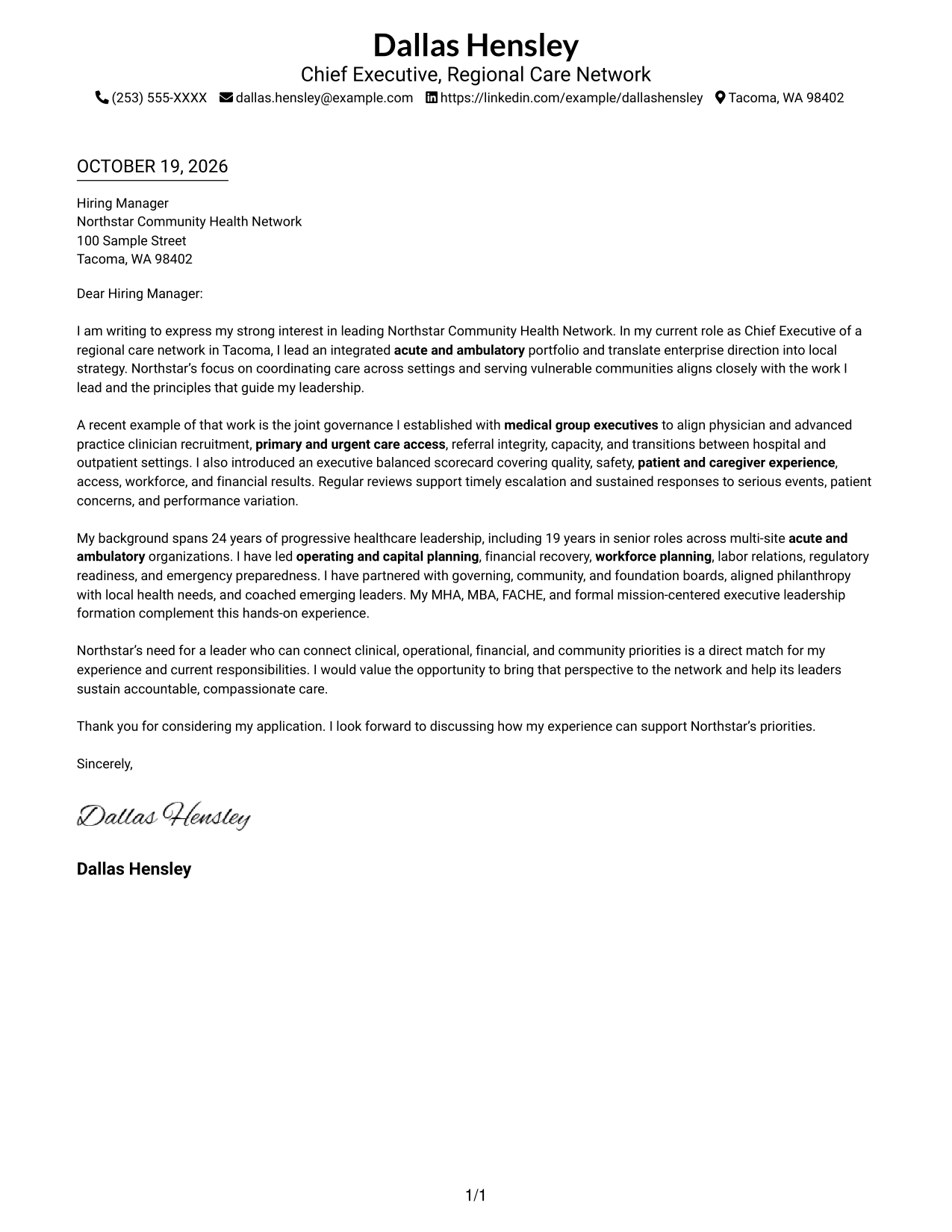 Cover letter example — page 1
