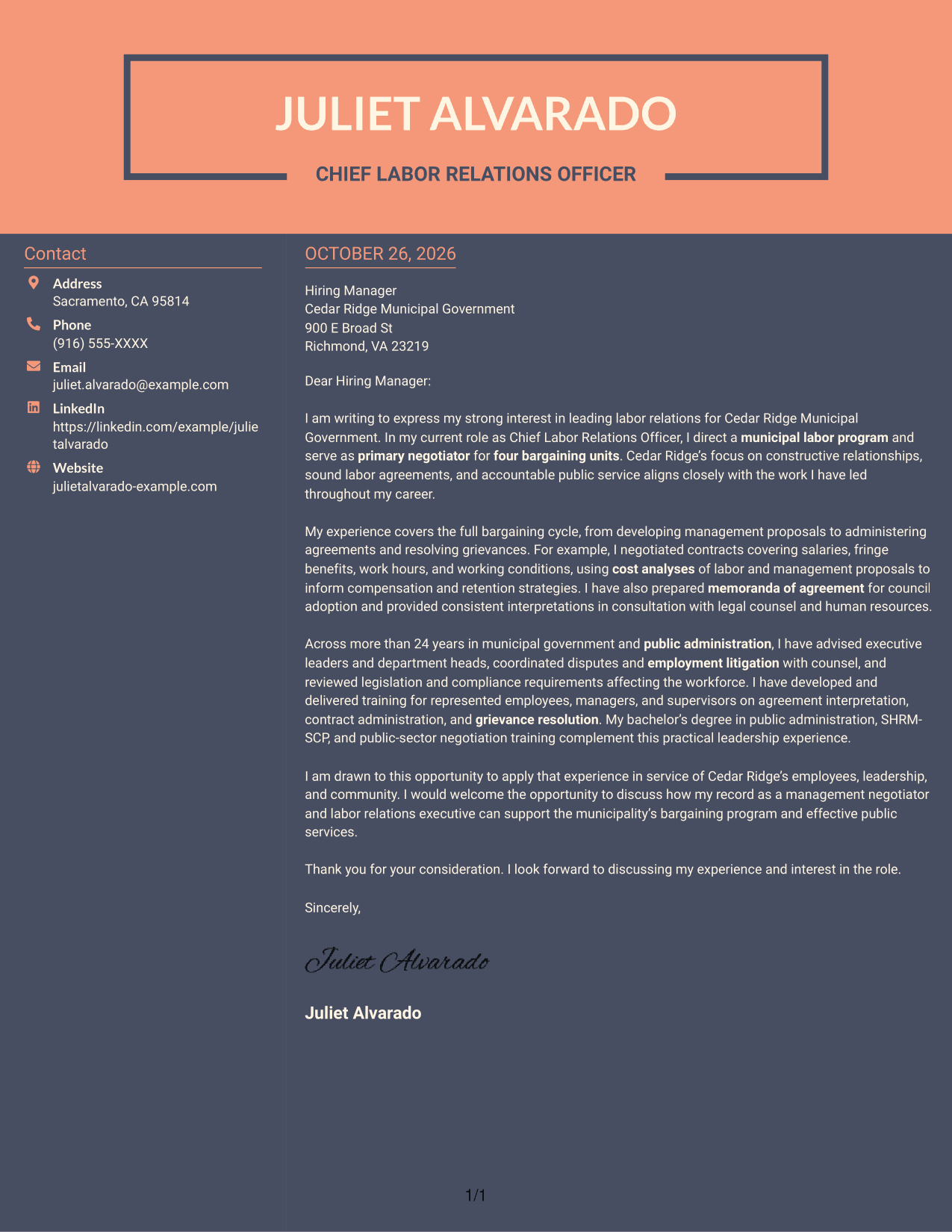 Cover letter example — page 1