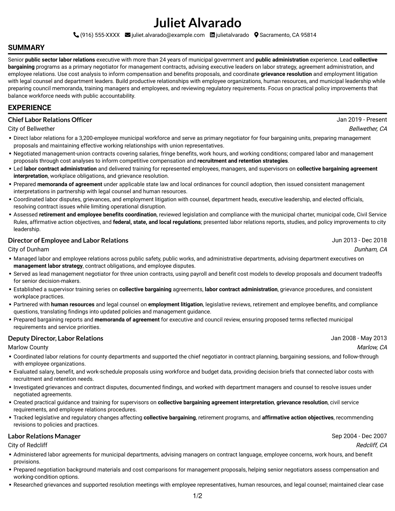 Resume example — page 1