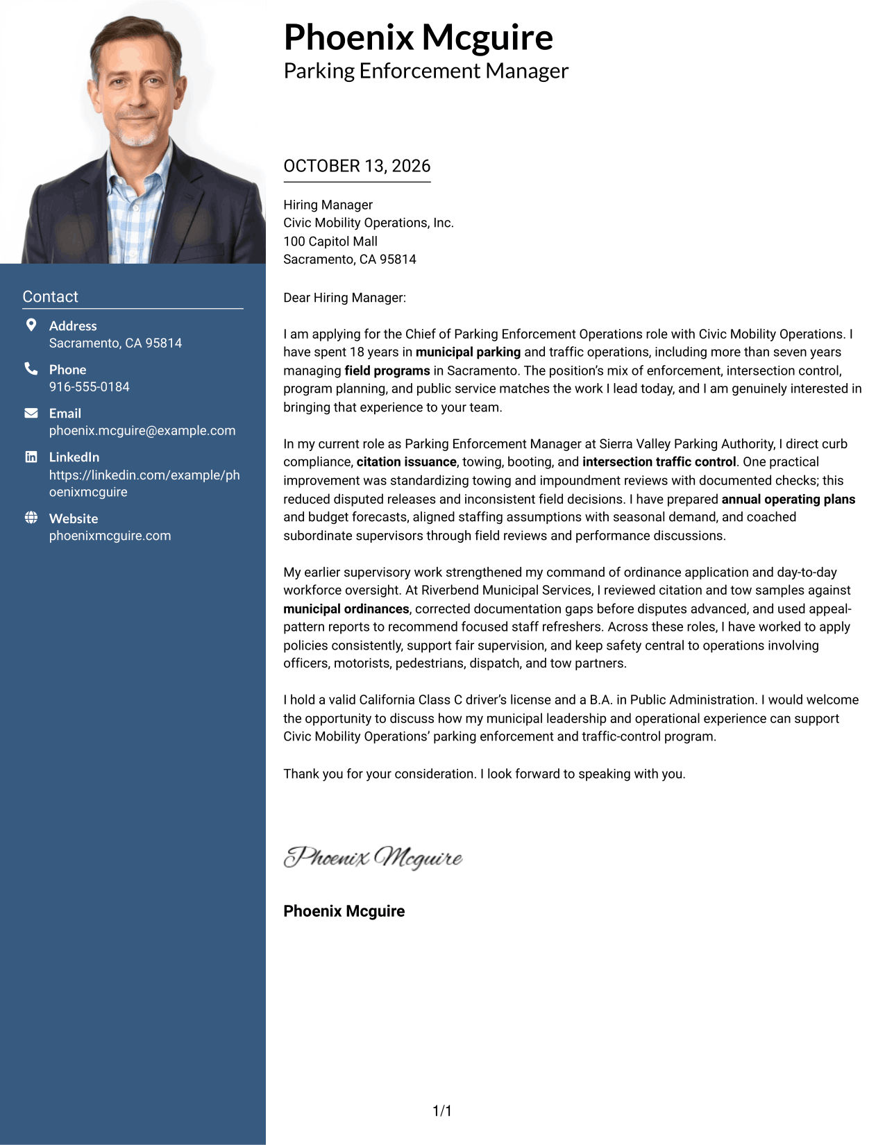Cover Letter Example Page 1