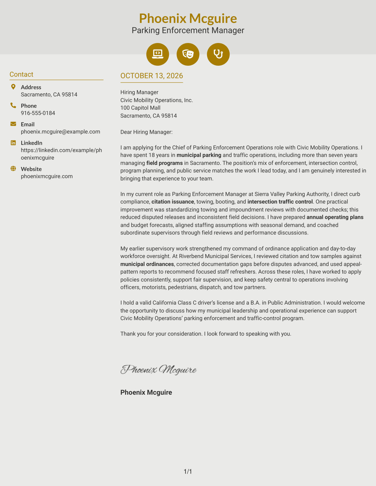 Cover Letter Example Page 1
