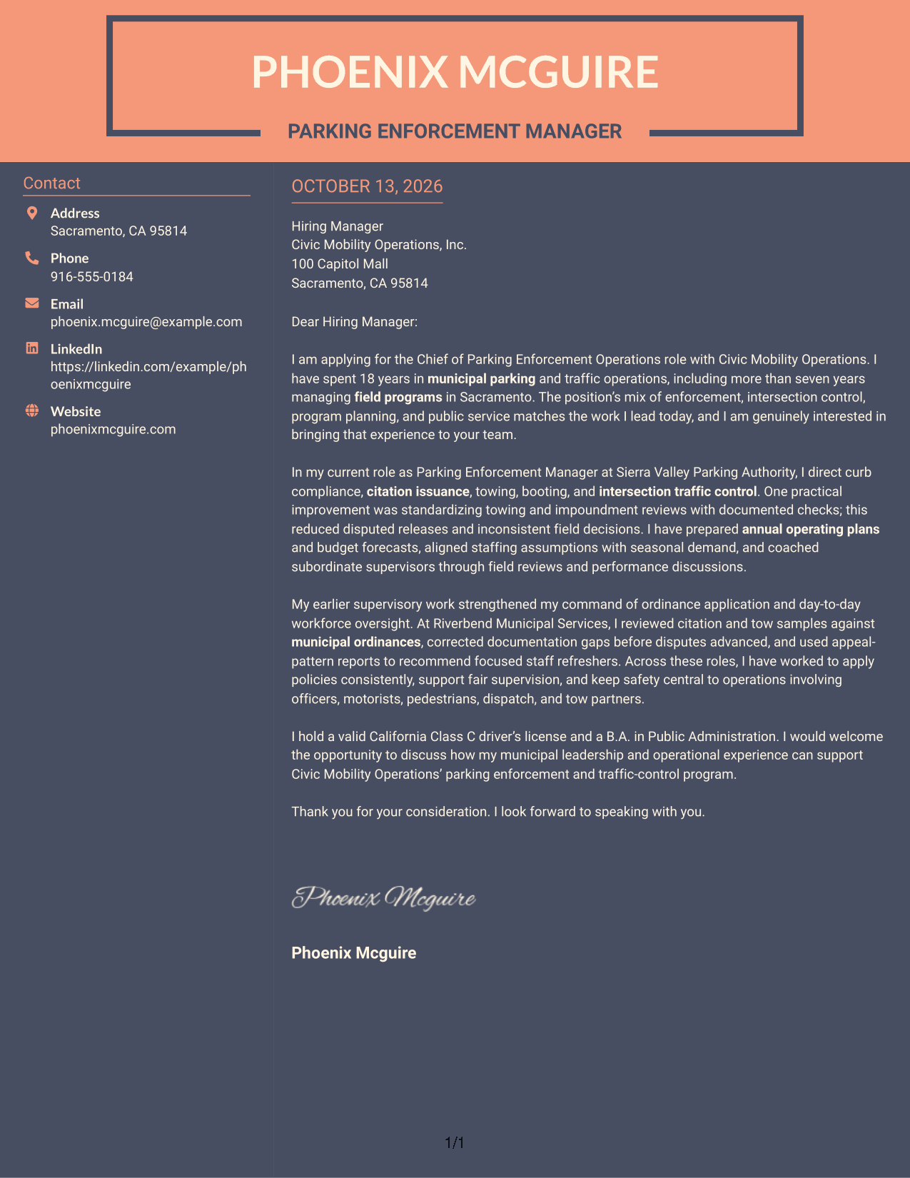 Cover Letter Example Page 1