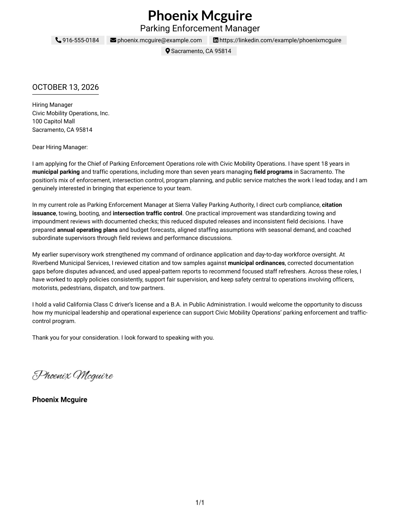 Text/Fang Style Cover Letter Preview
