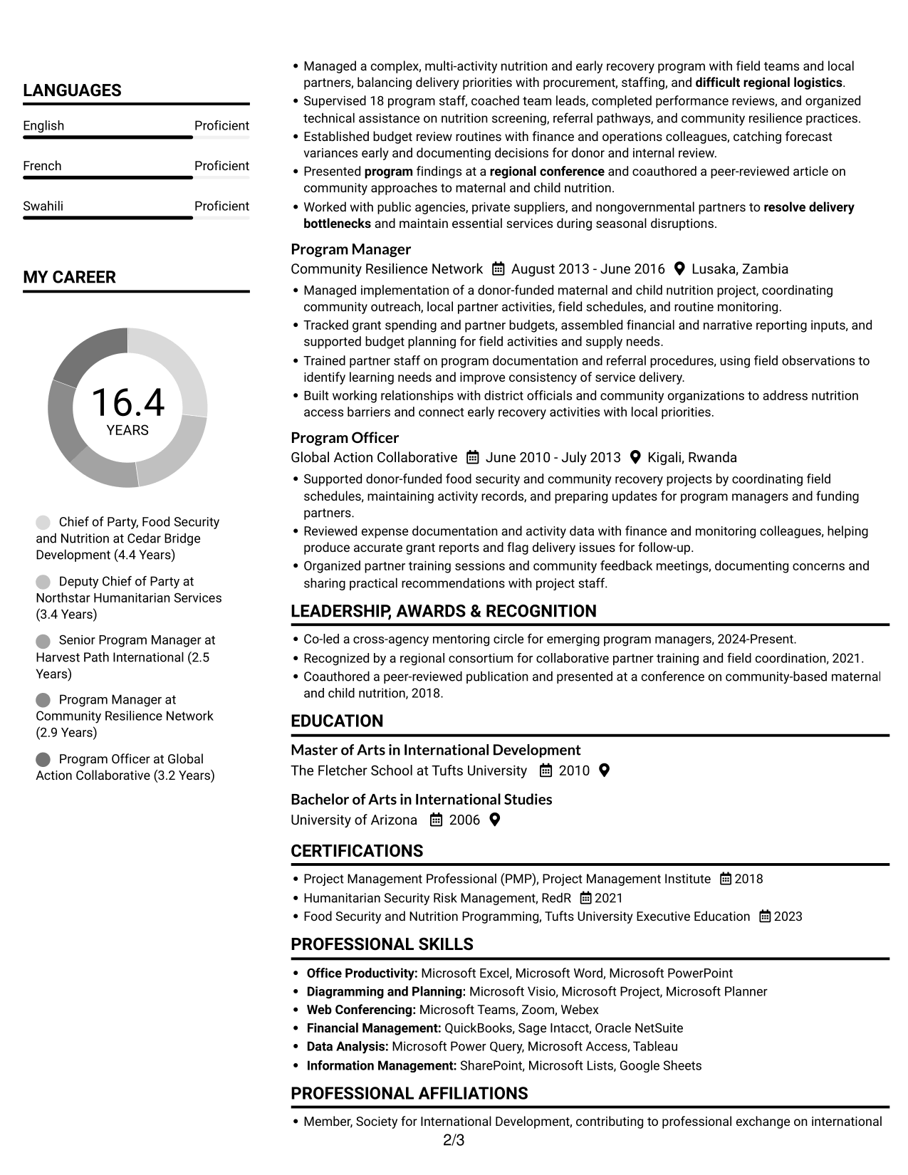 Resume example — page 2