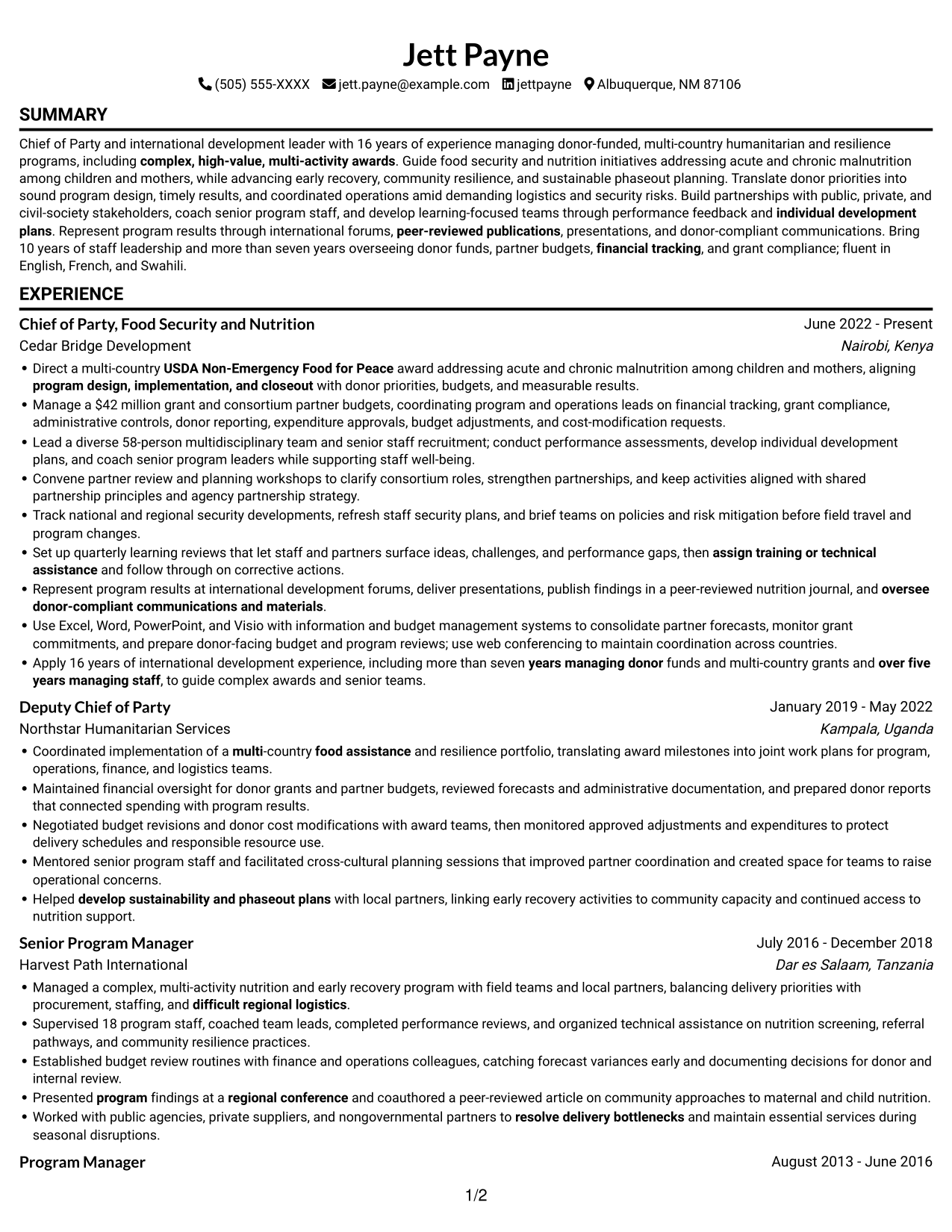 Resume example — page 1
