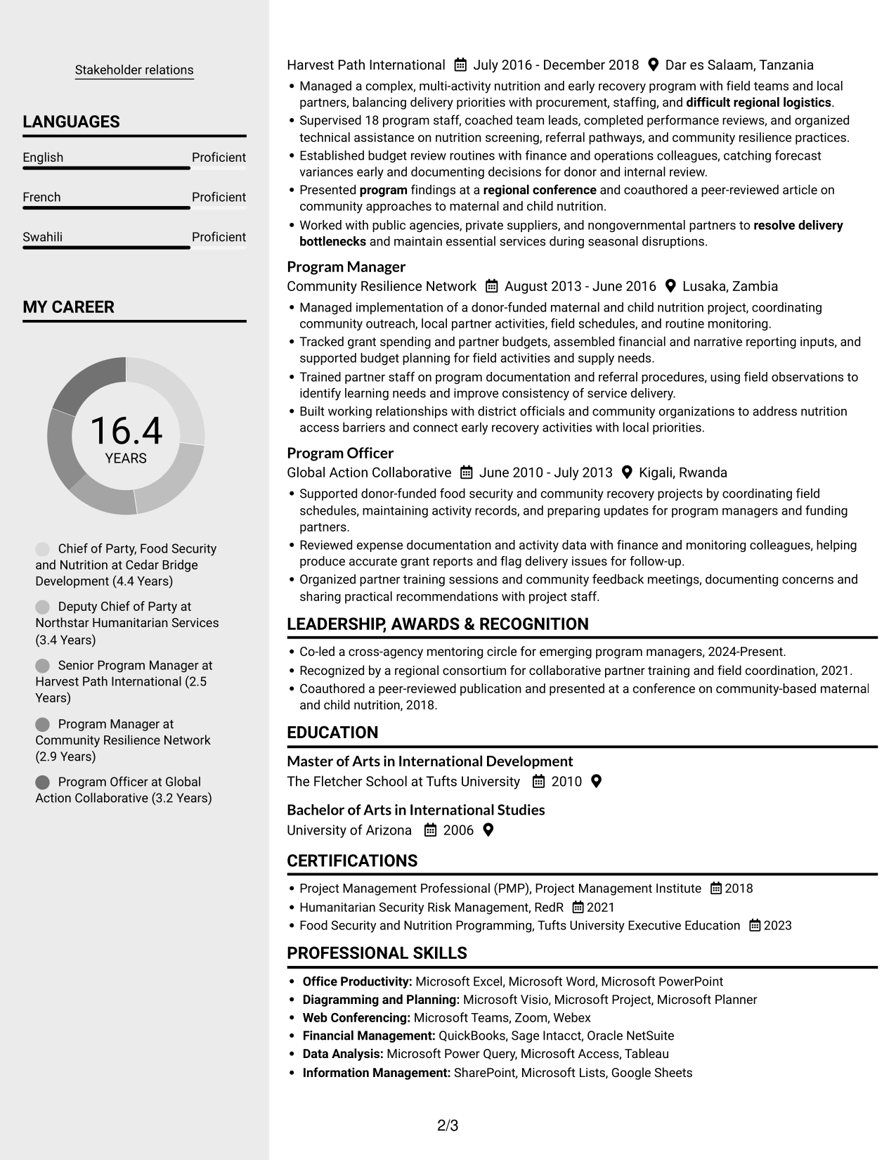Resume example — page 2
