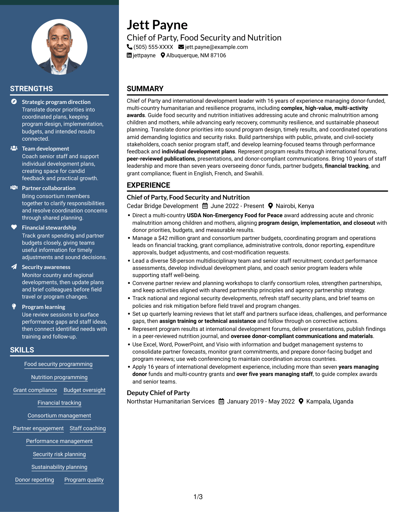 Resume example — page 1