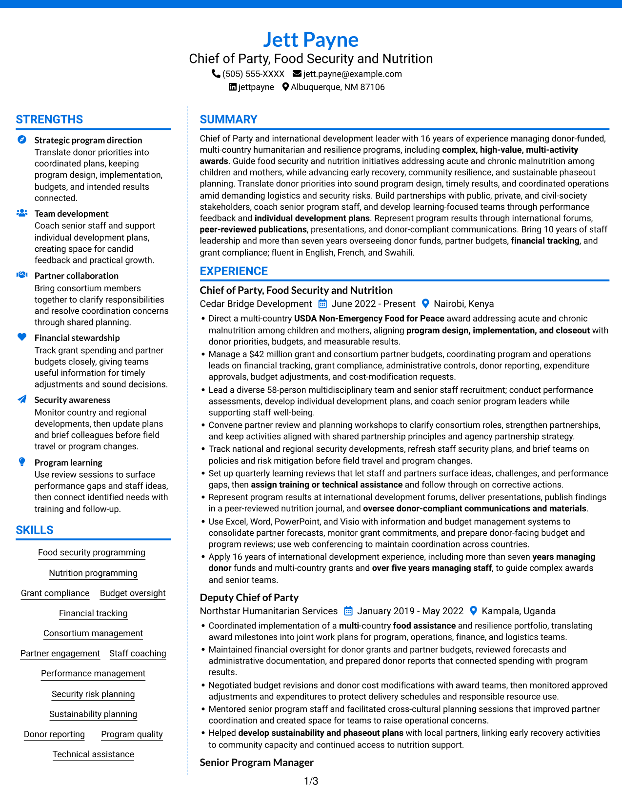 Resume example — page 1