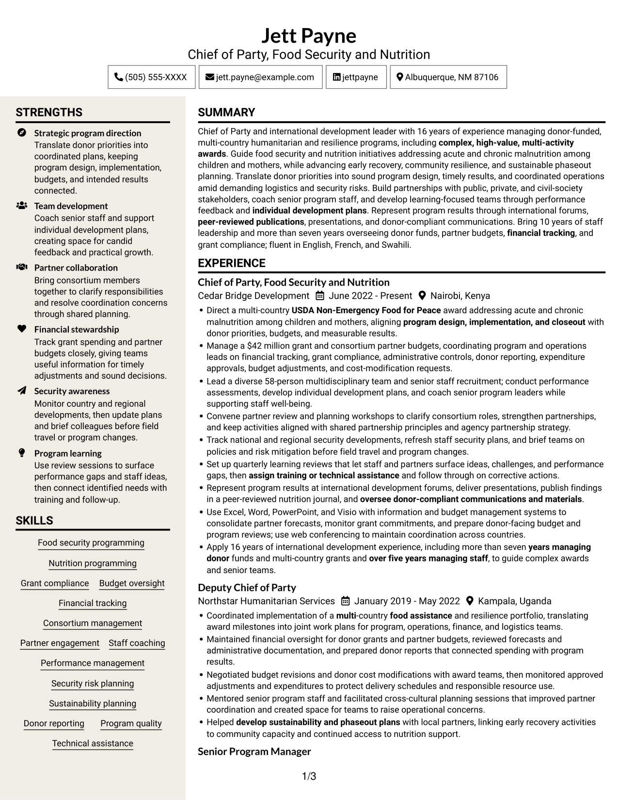 Resume example — page 1