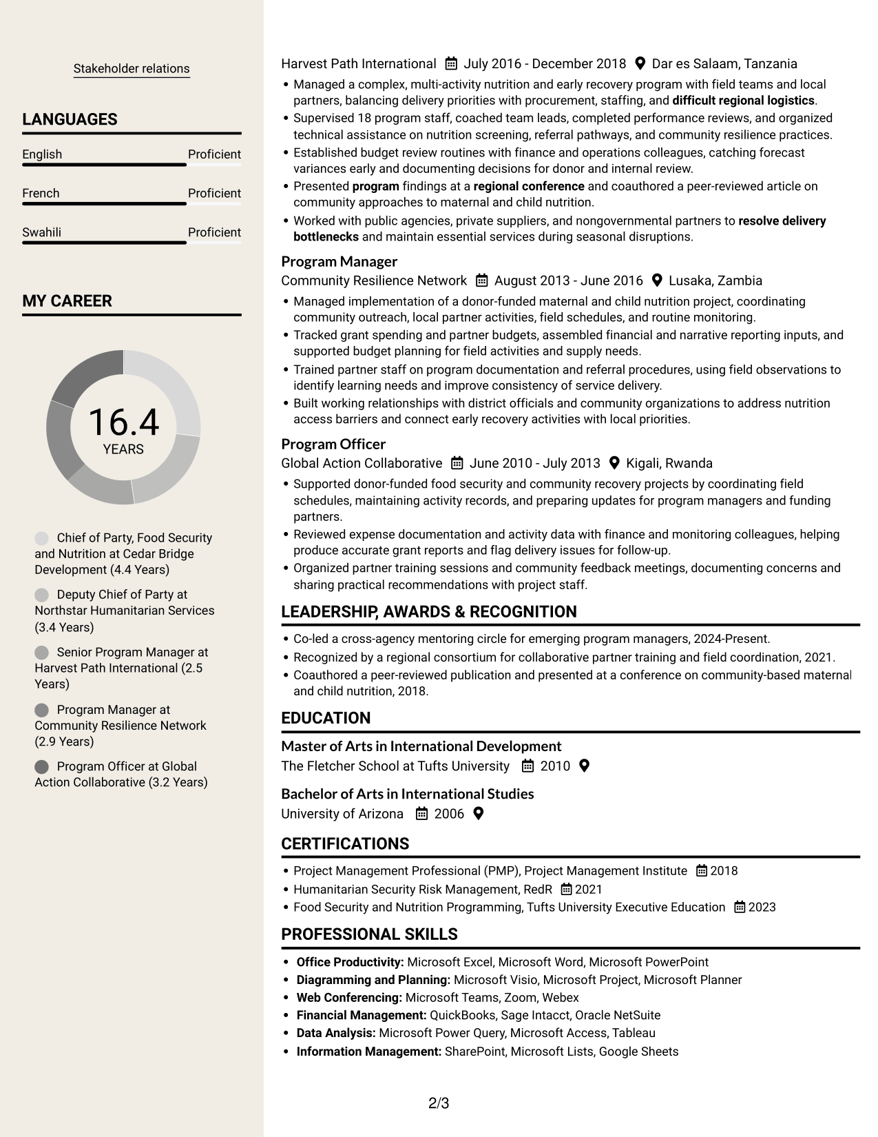 Resume example — page 2