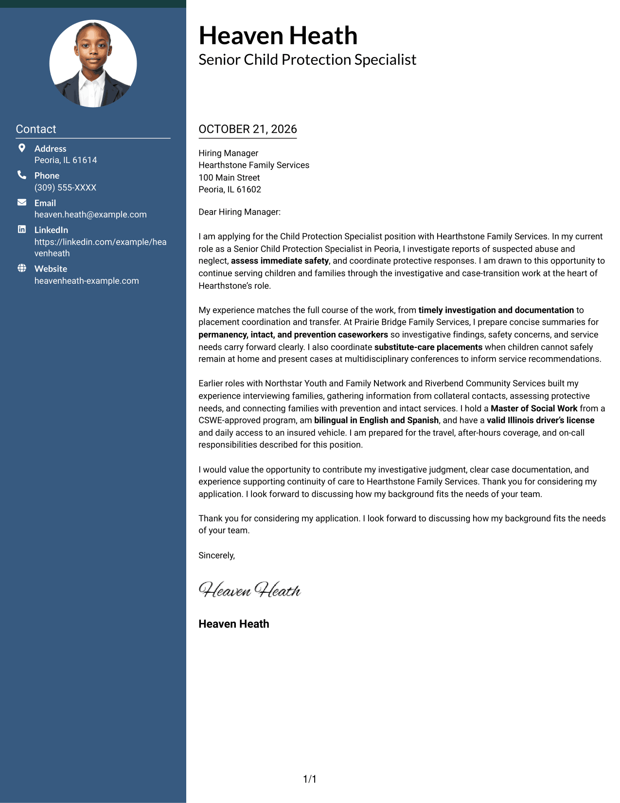 Cover letter example — page 1