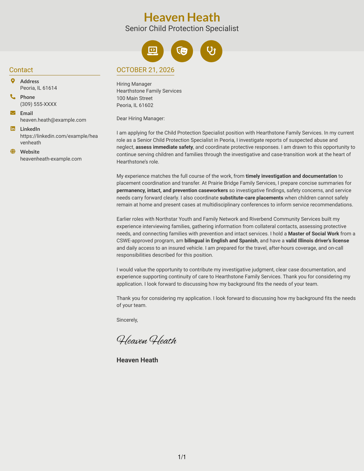 Cover letter example — page 1