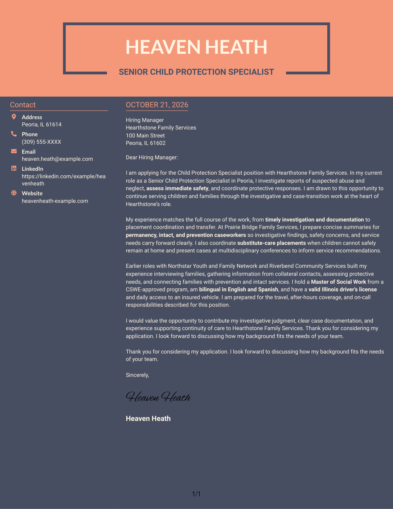 Cover letter example — page 1