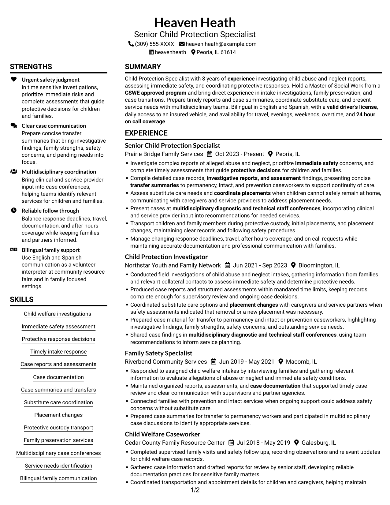 Resume example — page 1