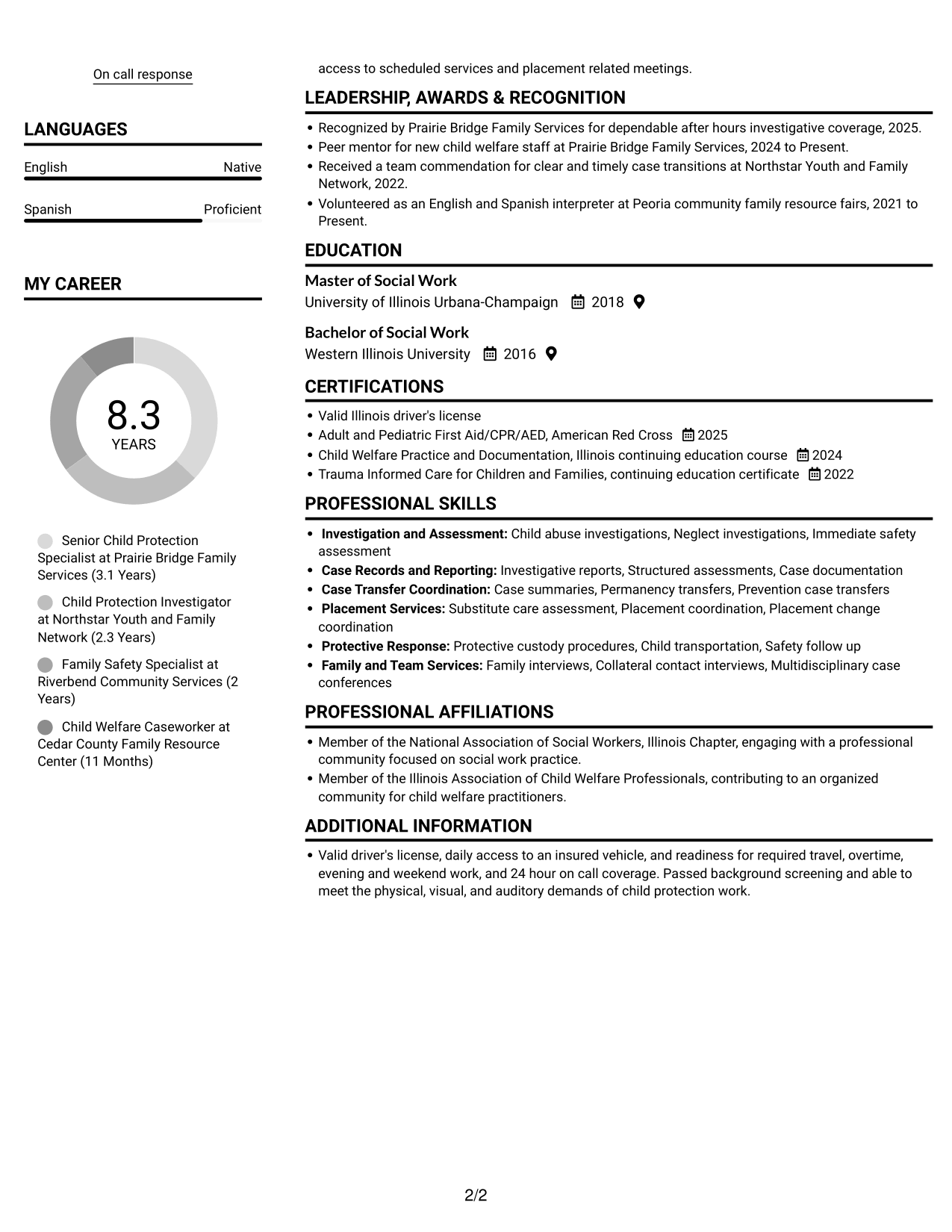 Resume example — page 2