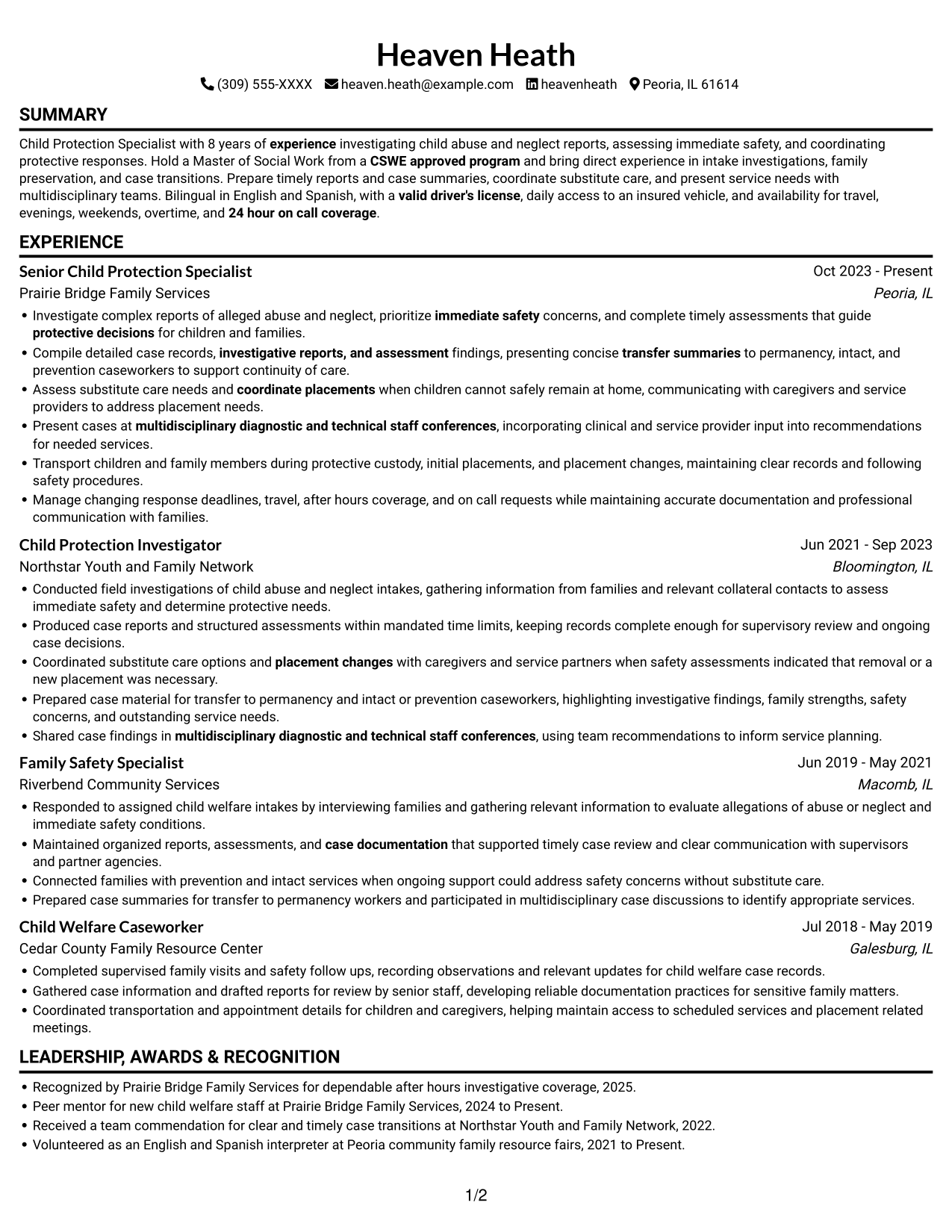 Resume example — page 1
