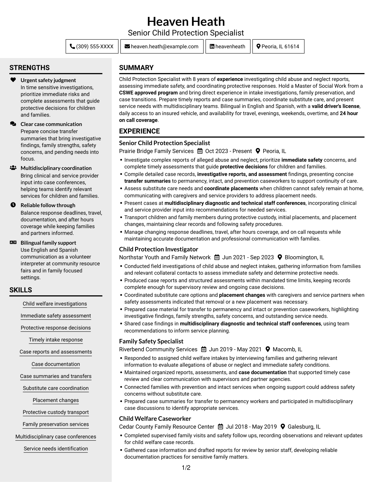 Resume example — page 1