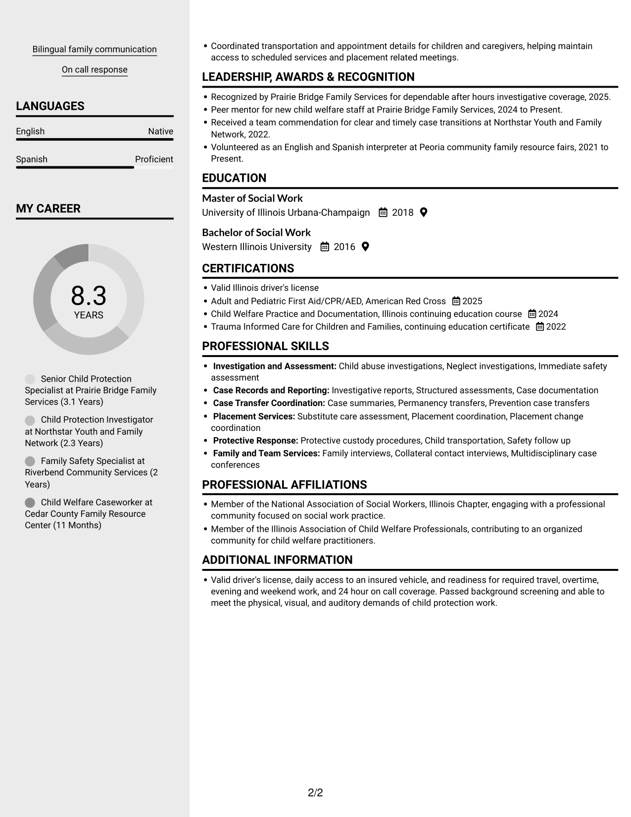 Resume example — page 2