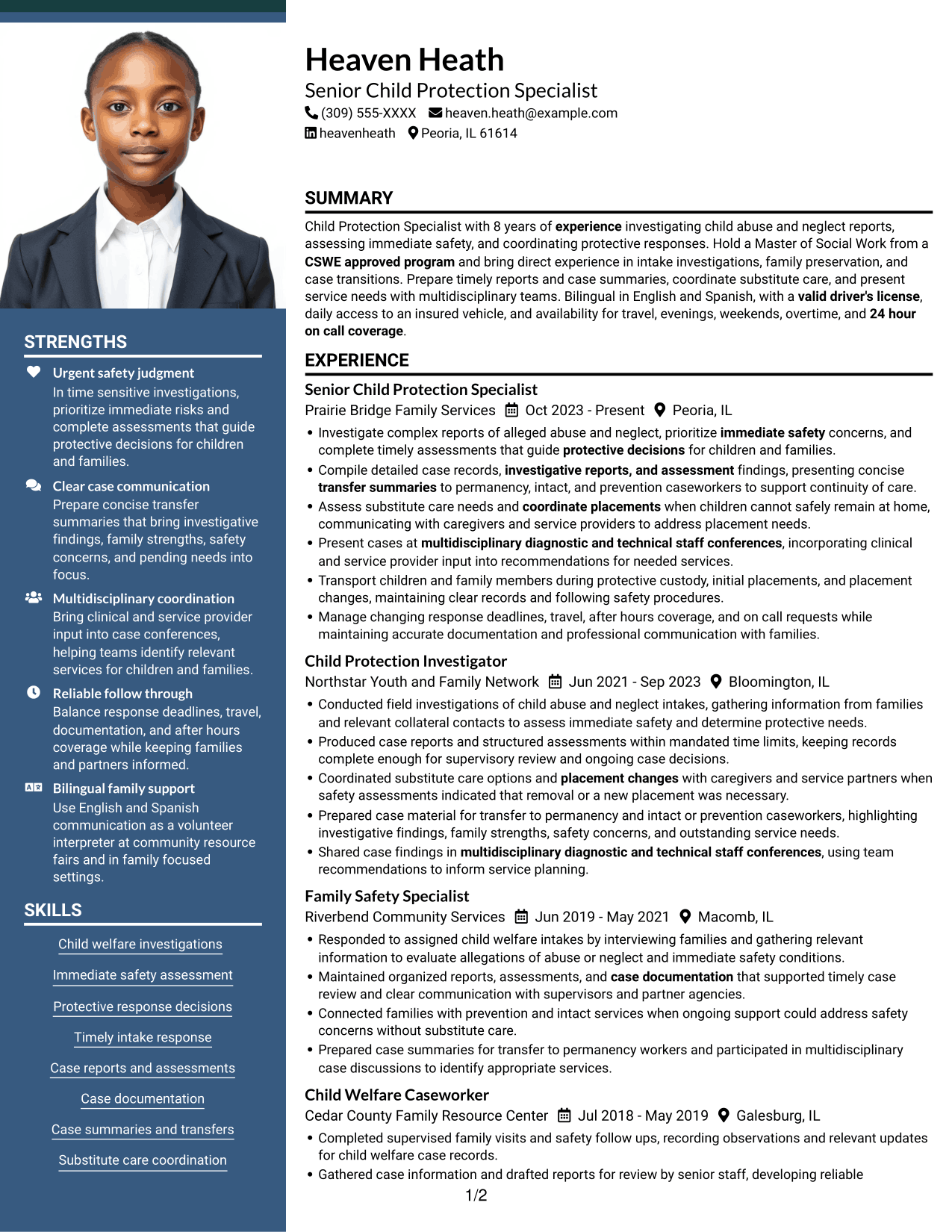 Resume example — page 1