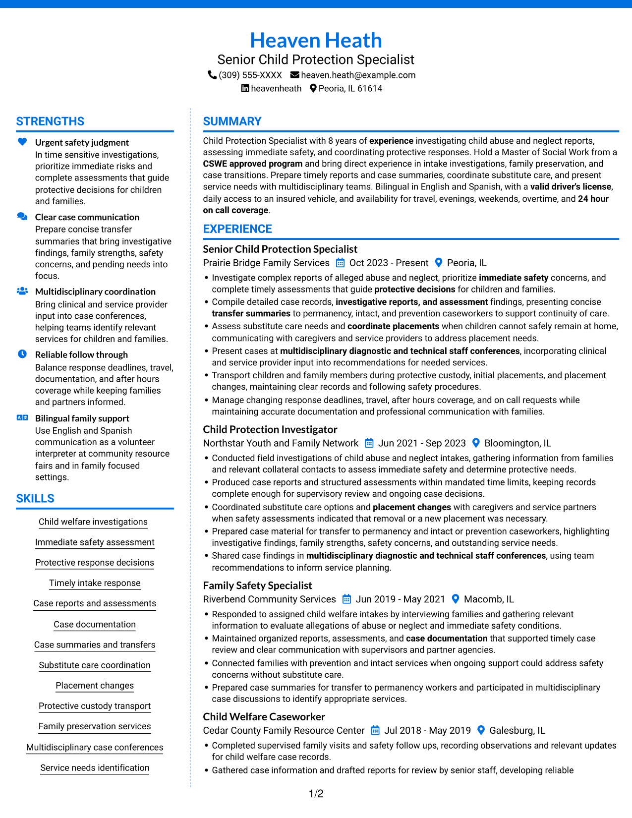 Resume example — page 1