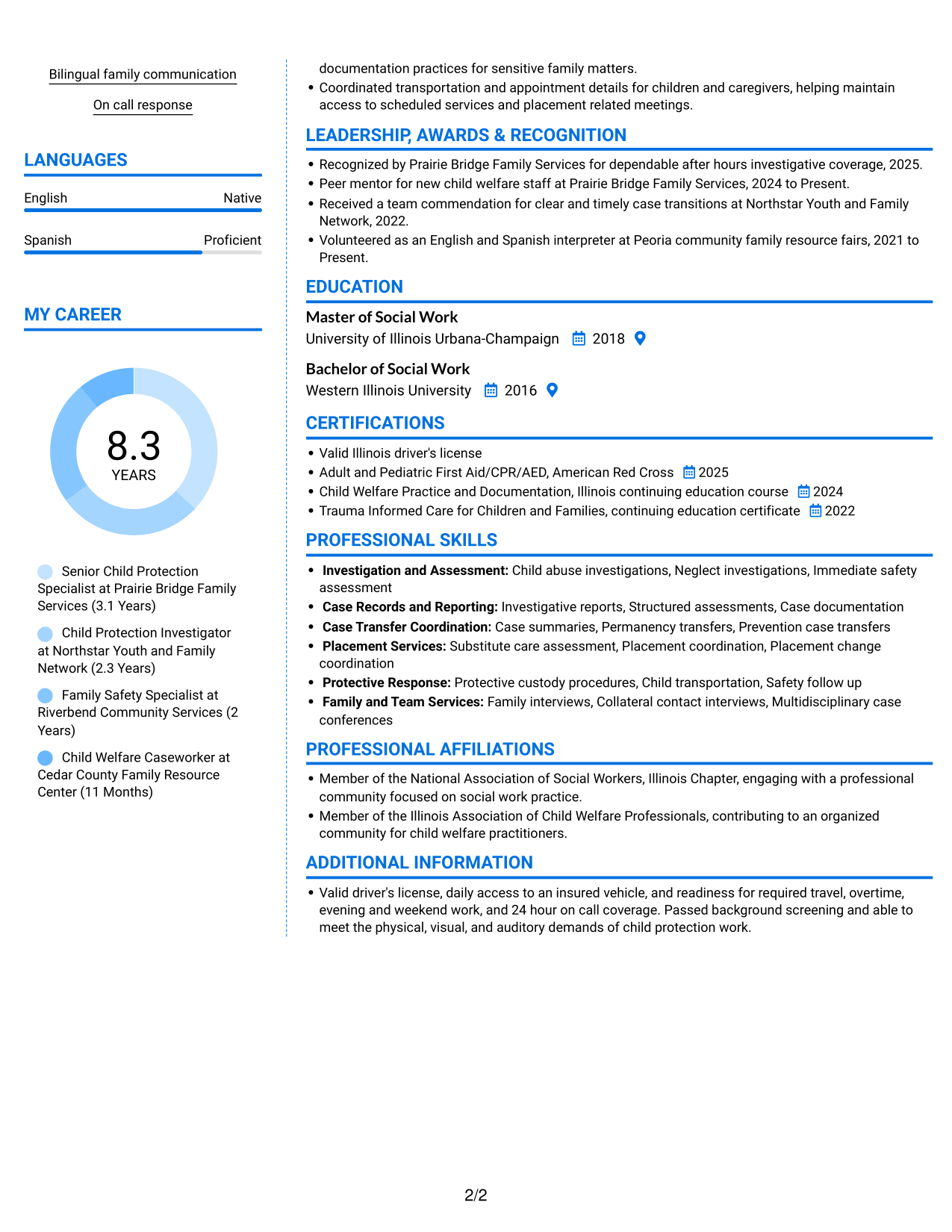 Resume example — page 2