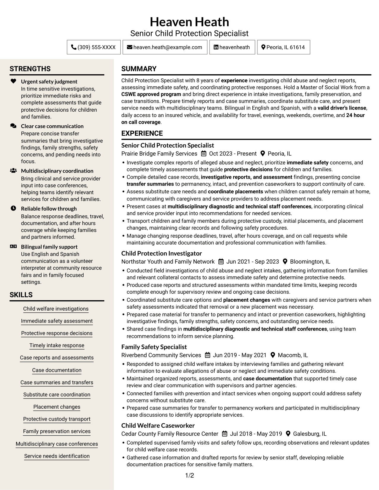 Resume example — page 1
