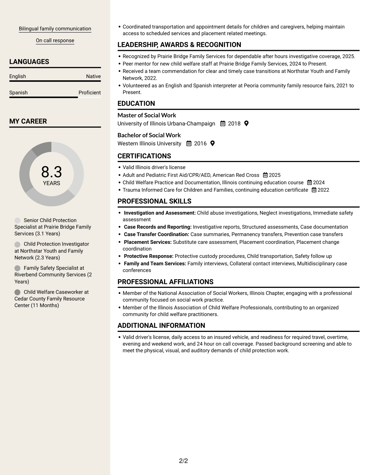 Resume example — page 2