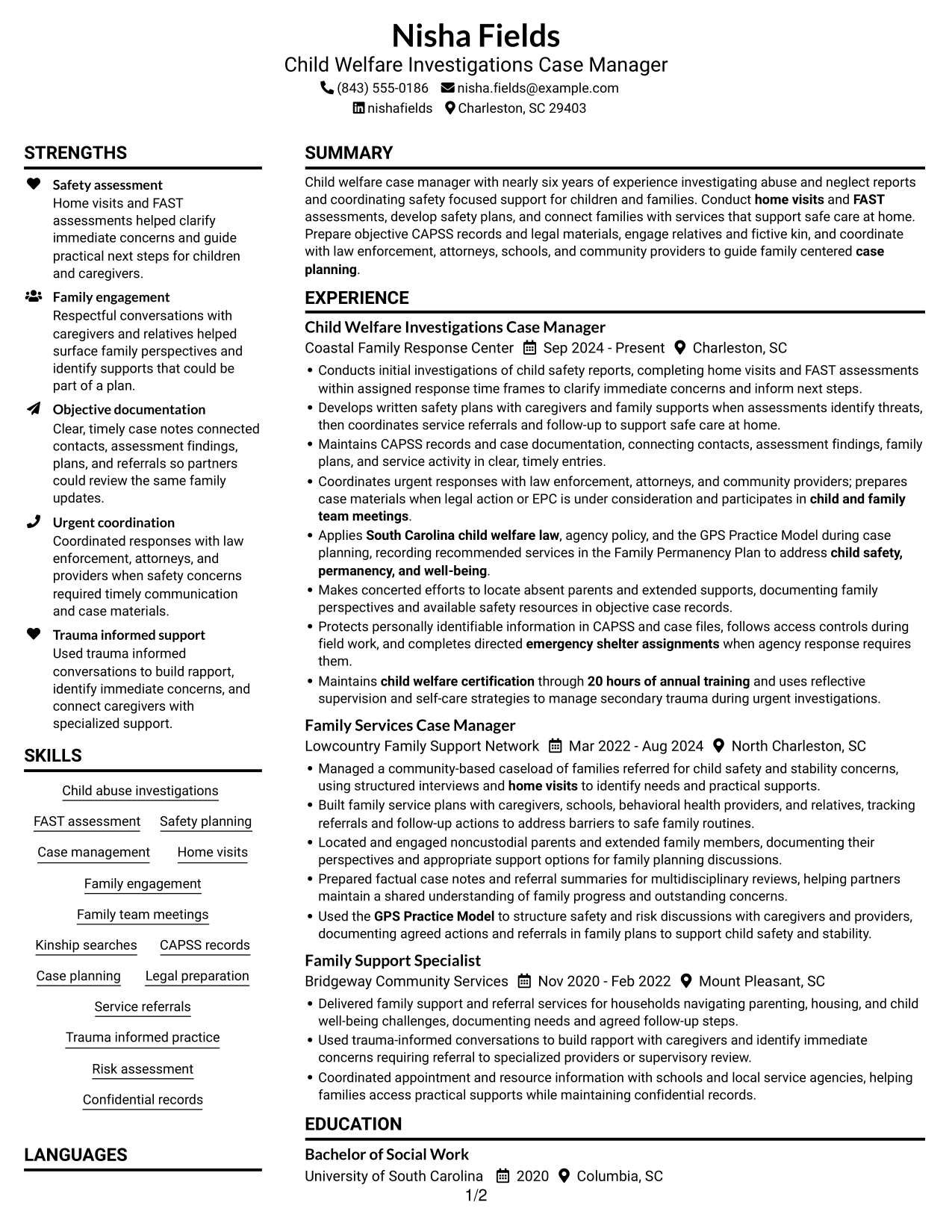 Resume example — page 1