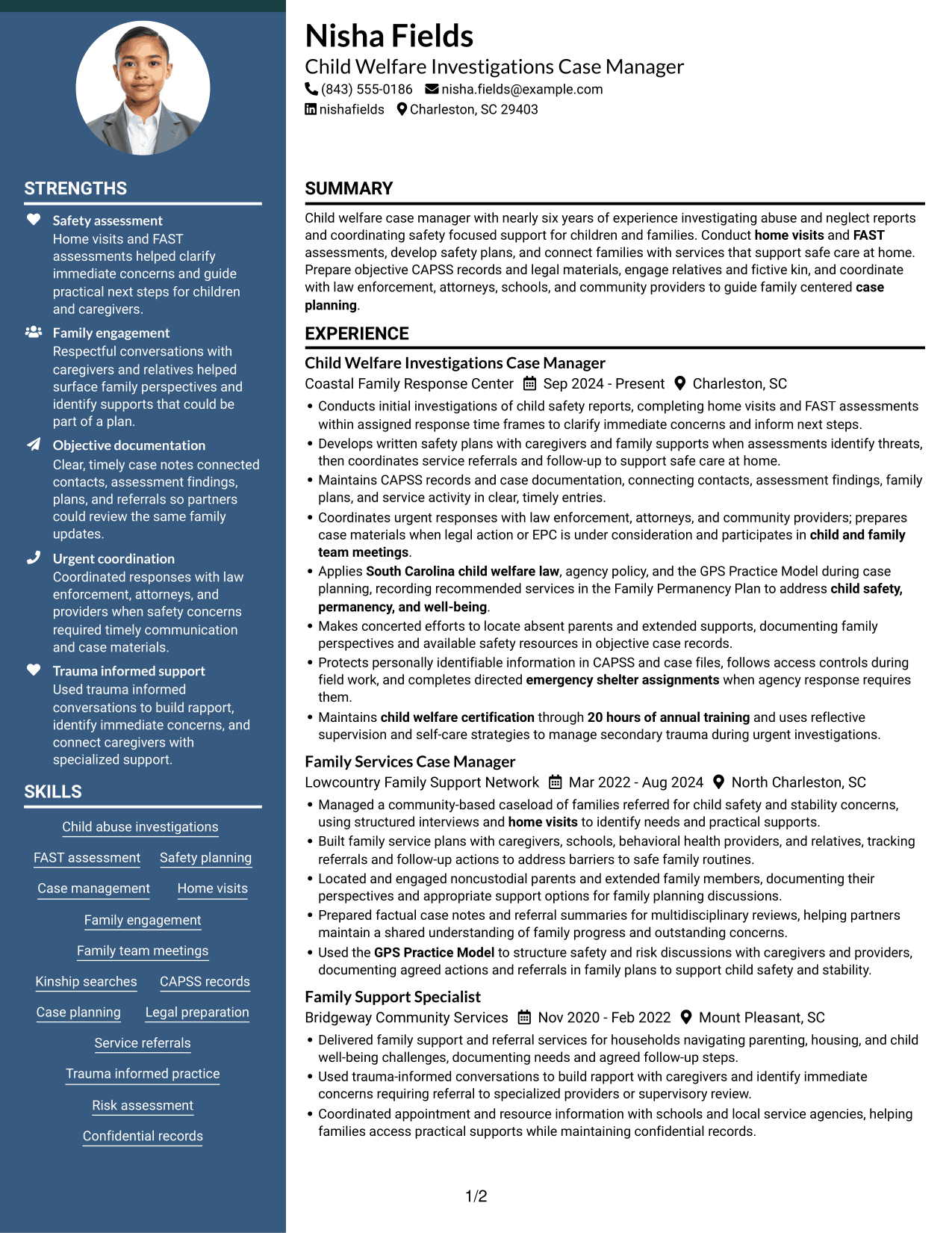Resume example — page 1