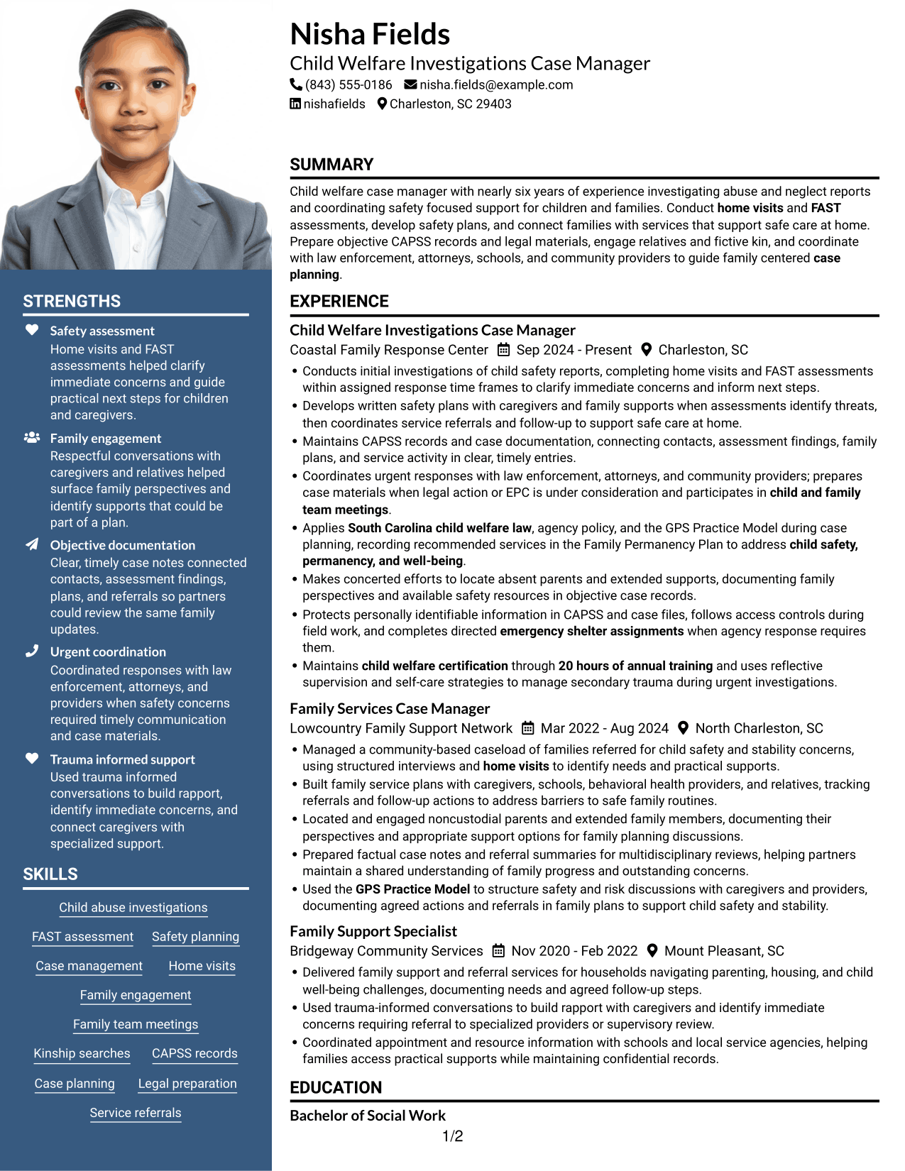 Resume example — page 1