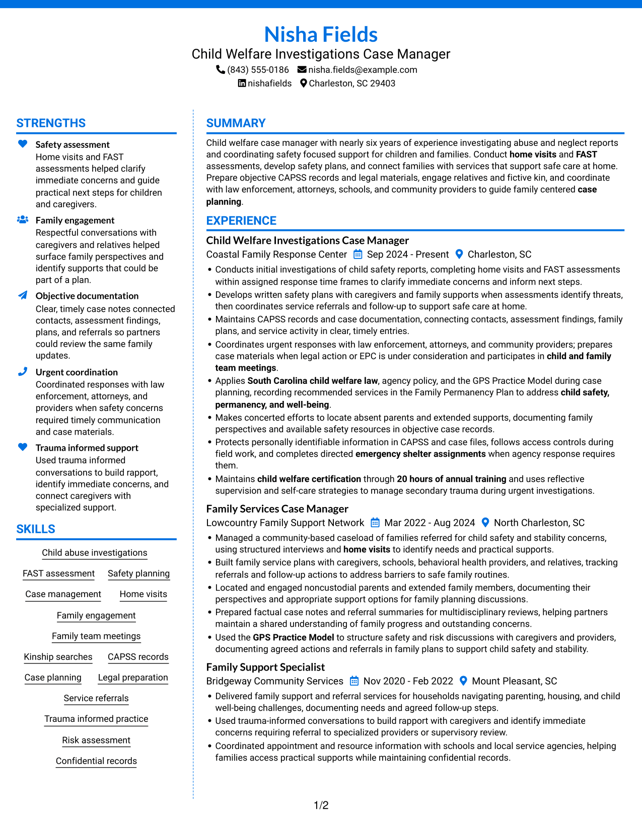 Resume example — page 1