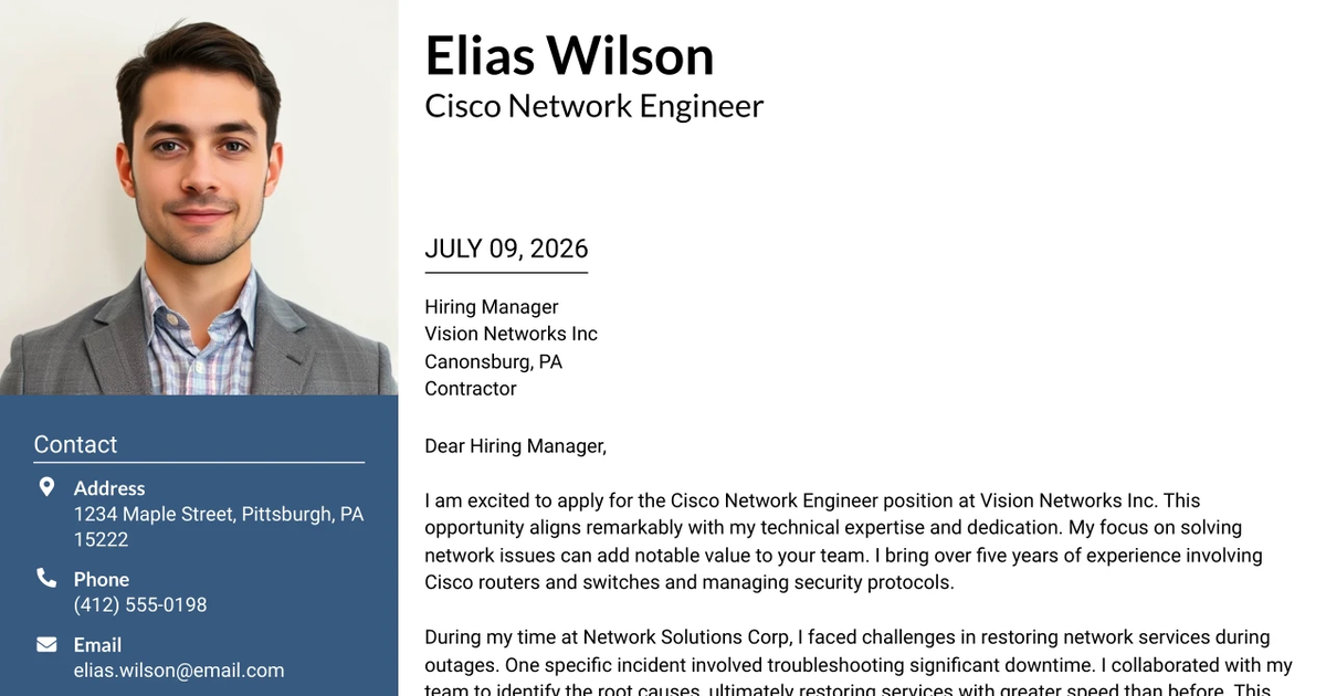 30+ Cisco Network Engineer Cover Letter Templates with Example 2026