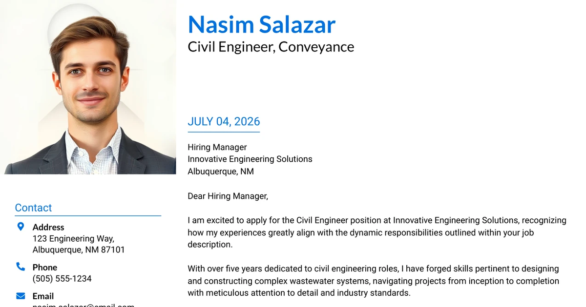 30+ Civil Engineer, Conveyance Cover Letter Templates with Example 2026