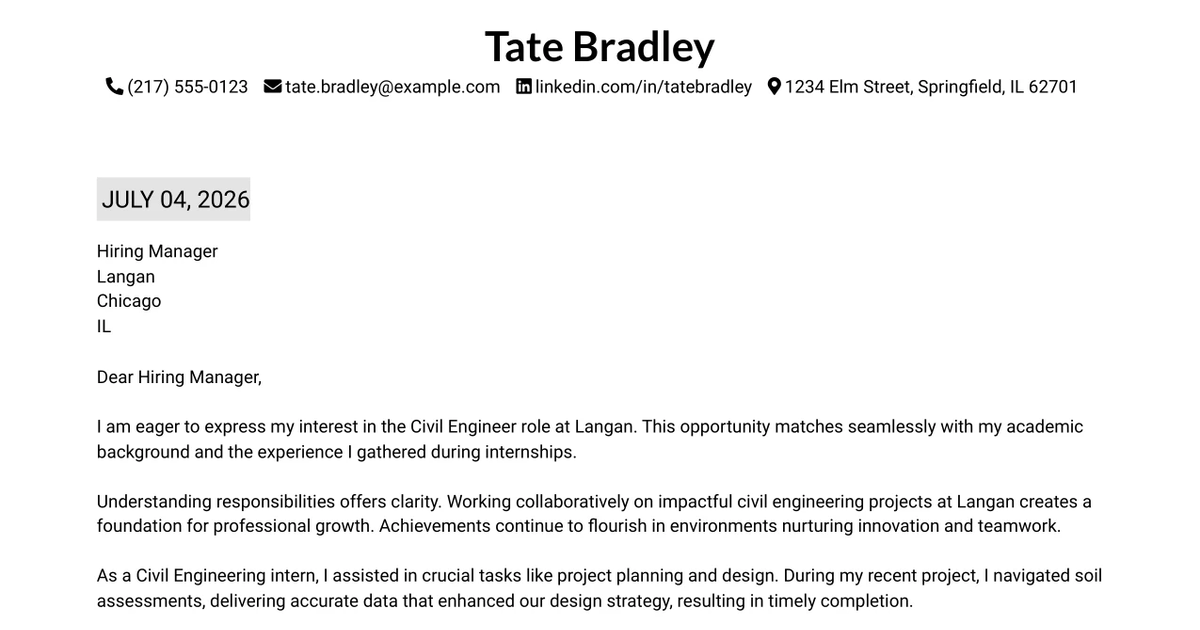 30+ Civil Engineer Cover Letter Templates with Example 2026
