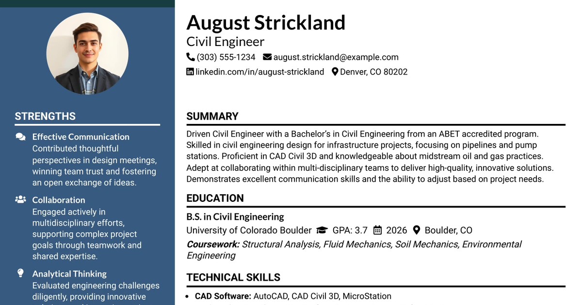 33 Civil Engineer – Entry Level Resume Templates with Example 2026 (ATS-Optimized)