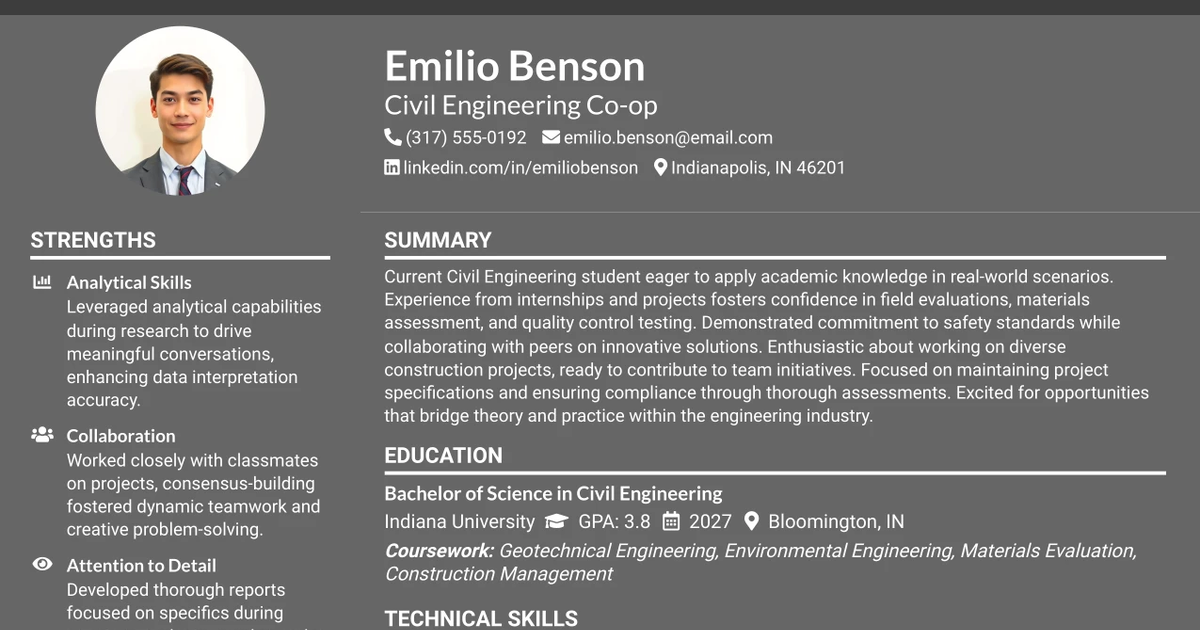33 Civil Engineering Co-op Resume Templates with Example 2026 (ATS-Optimized)