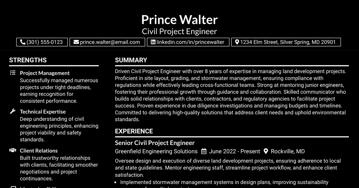 33 Civil Project Engineer Resume Templates with Example 2026 (ATS-Optimized)