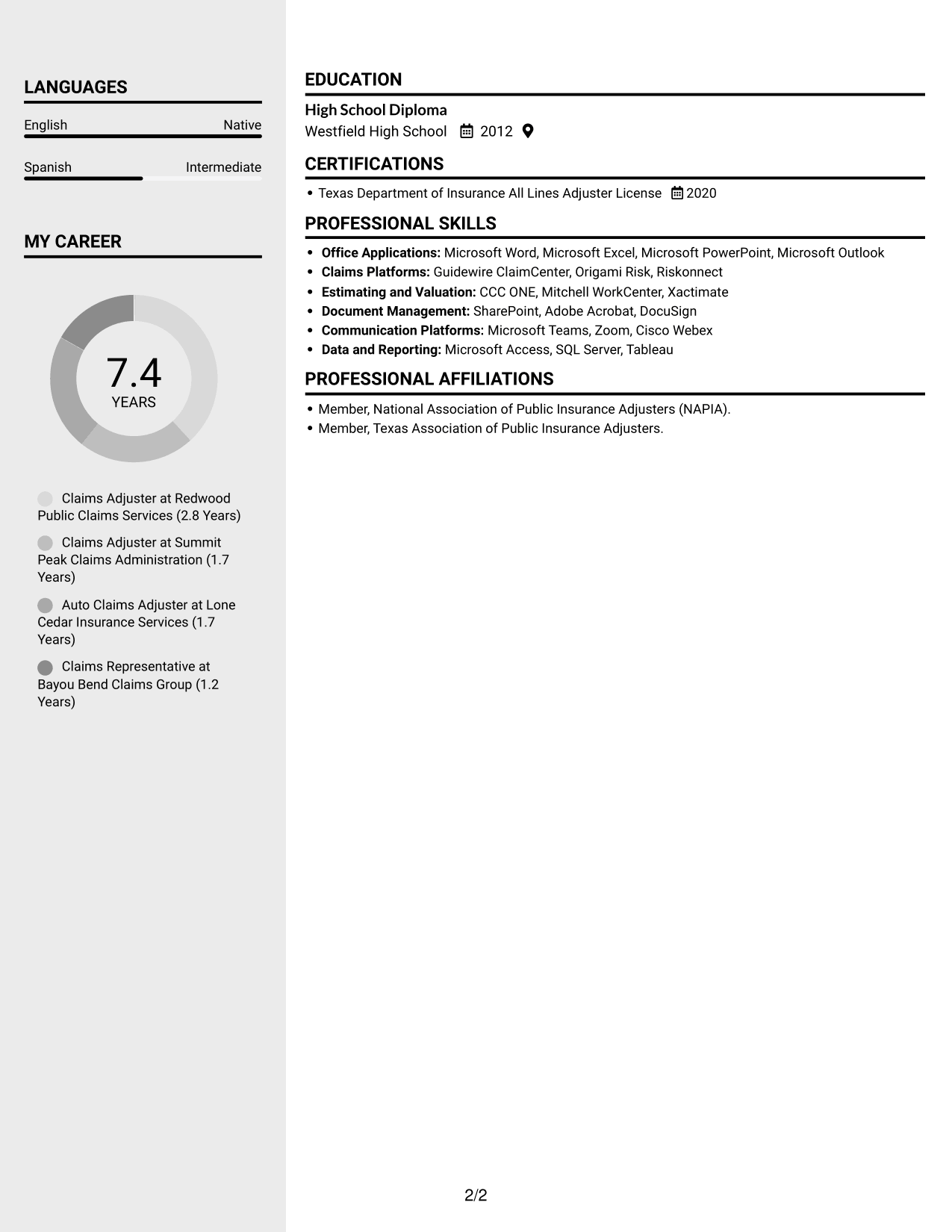Resume example — page 2