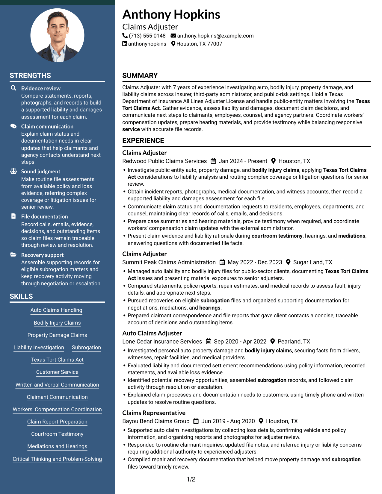 Resume example — page 1