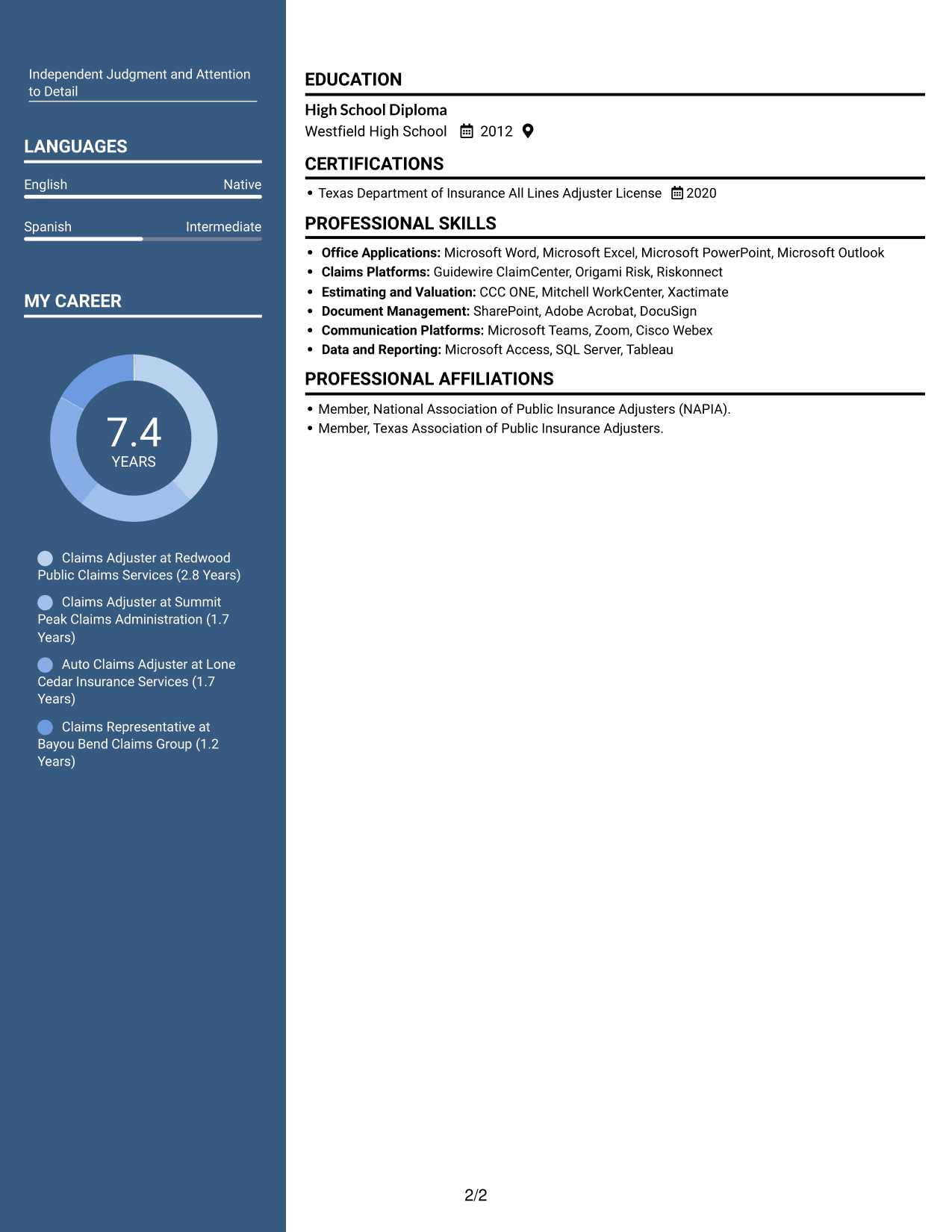 Resume example — page 2