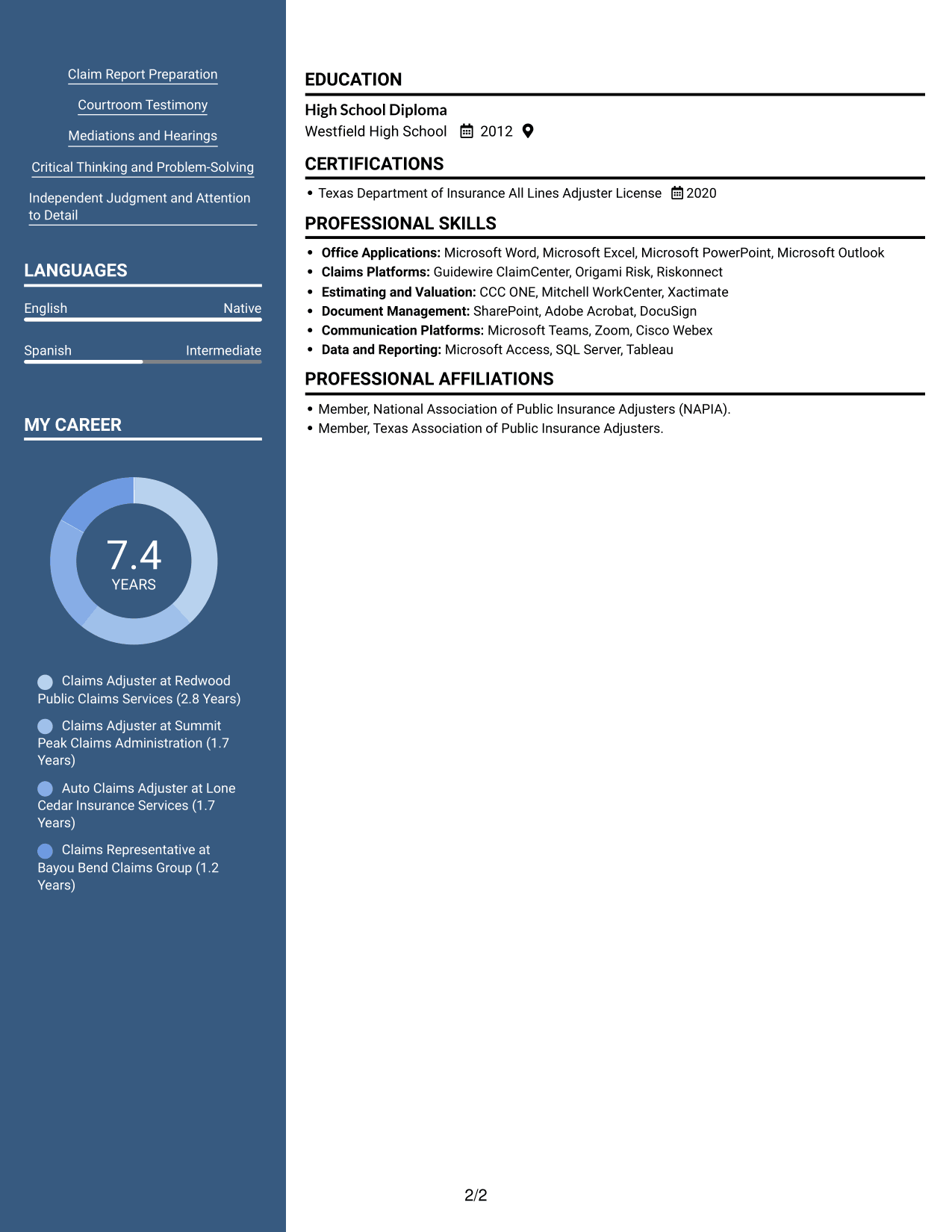 Resume example — page 2
