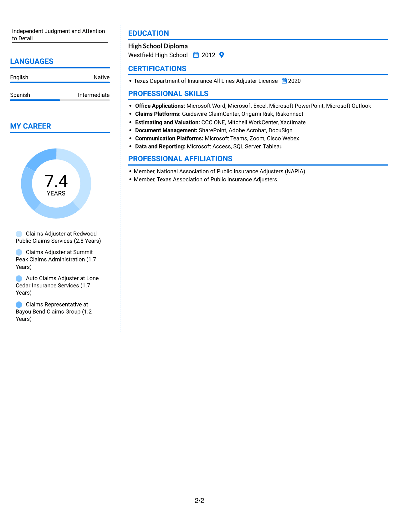 Resume example — page 2