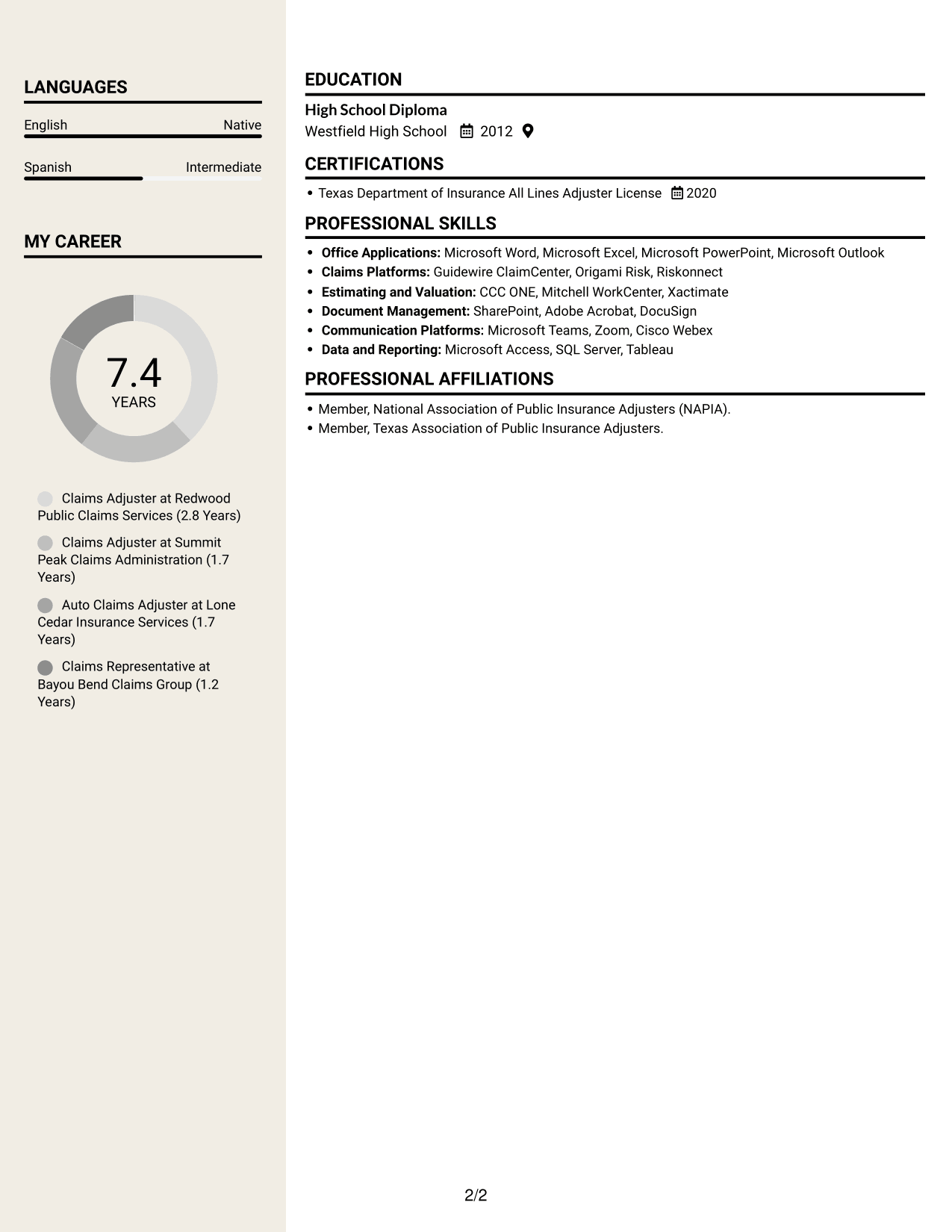 Resume example — page 2