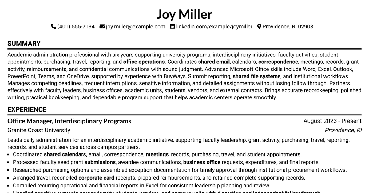7 Clerk IV (Office Manager) Resume Templates with Example