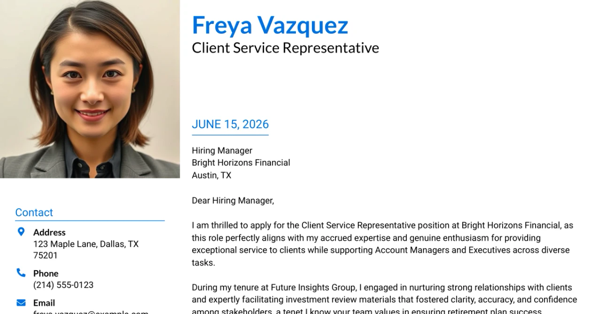 30+ Client Service Representative Cover Letter Templates with Example 2026