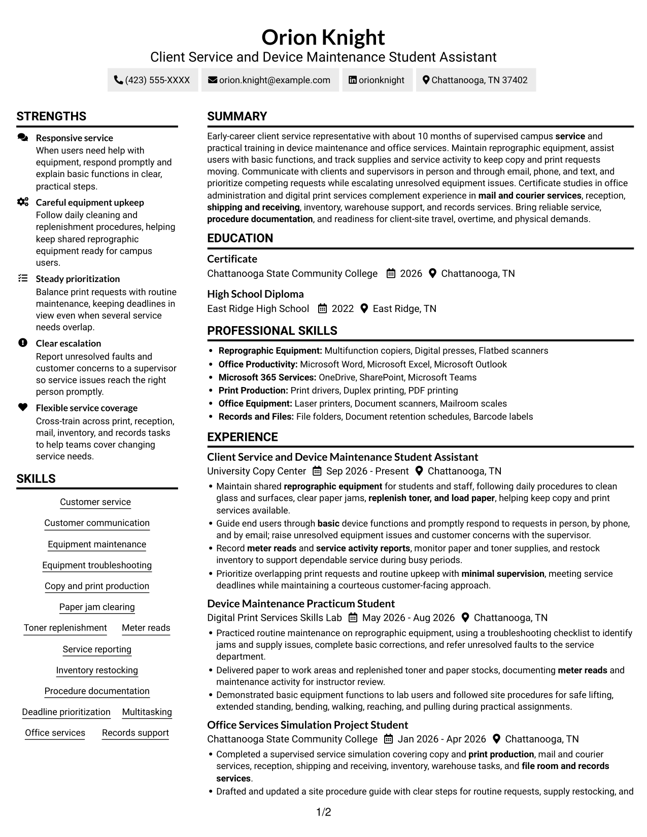 Resume example — page 1