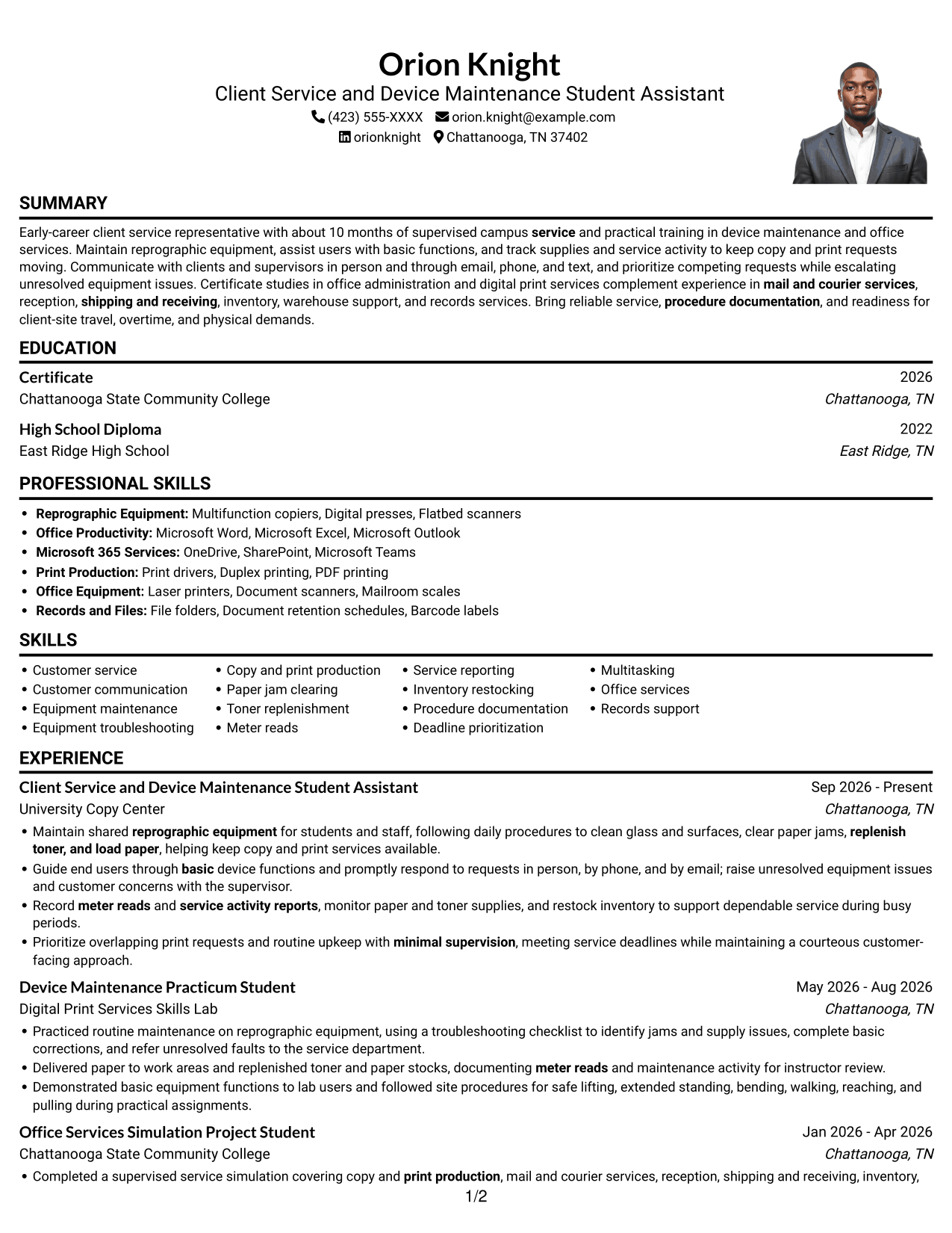 Resume example — page 1