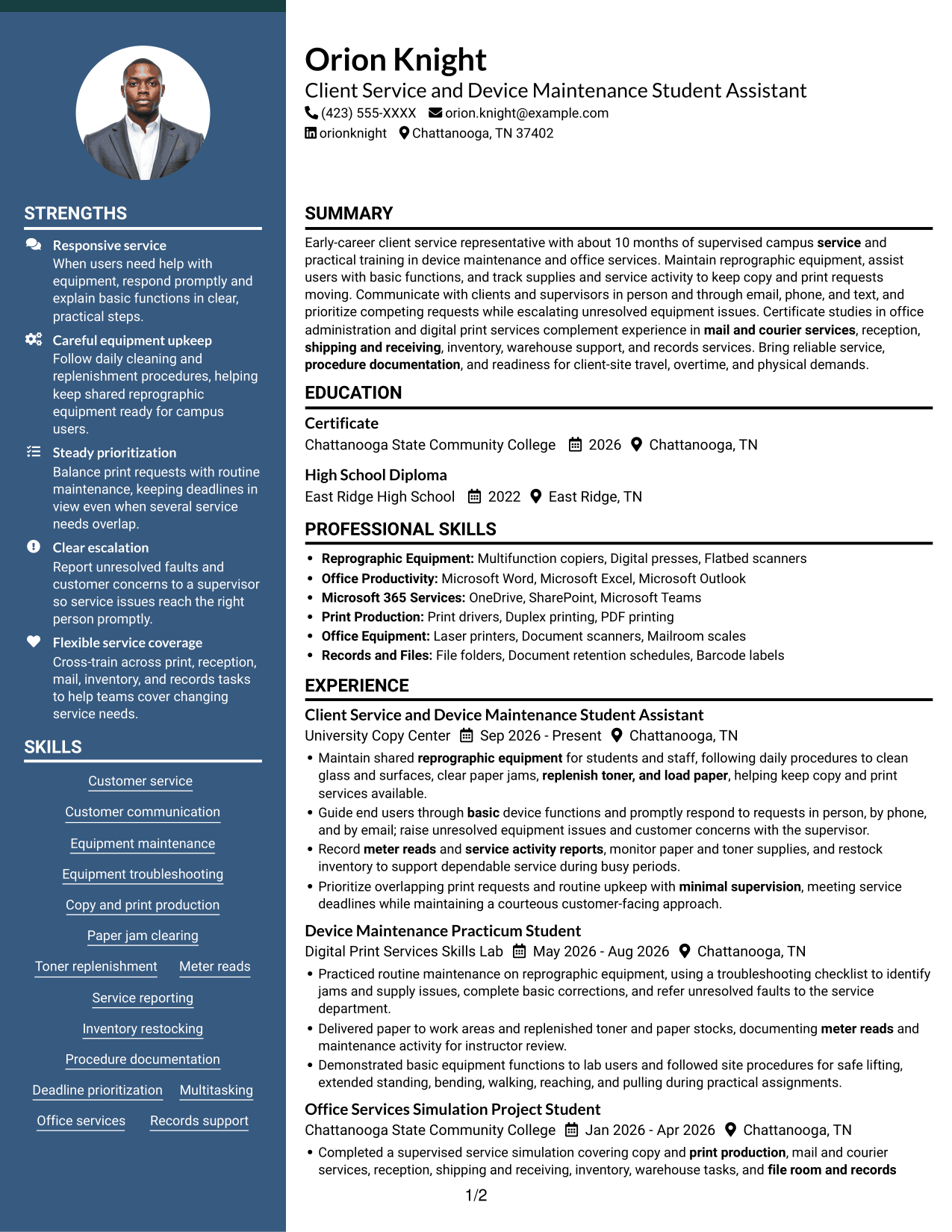 Resume example — page 1