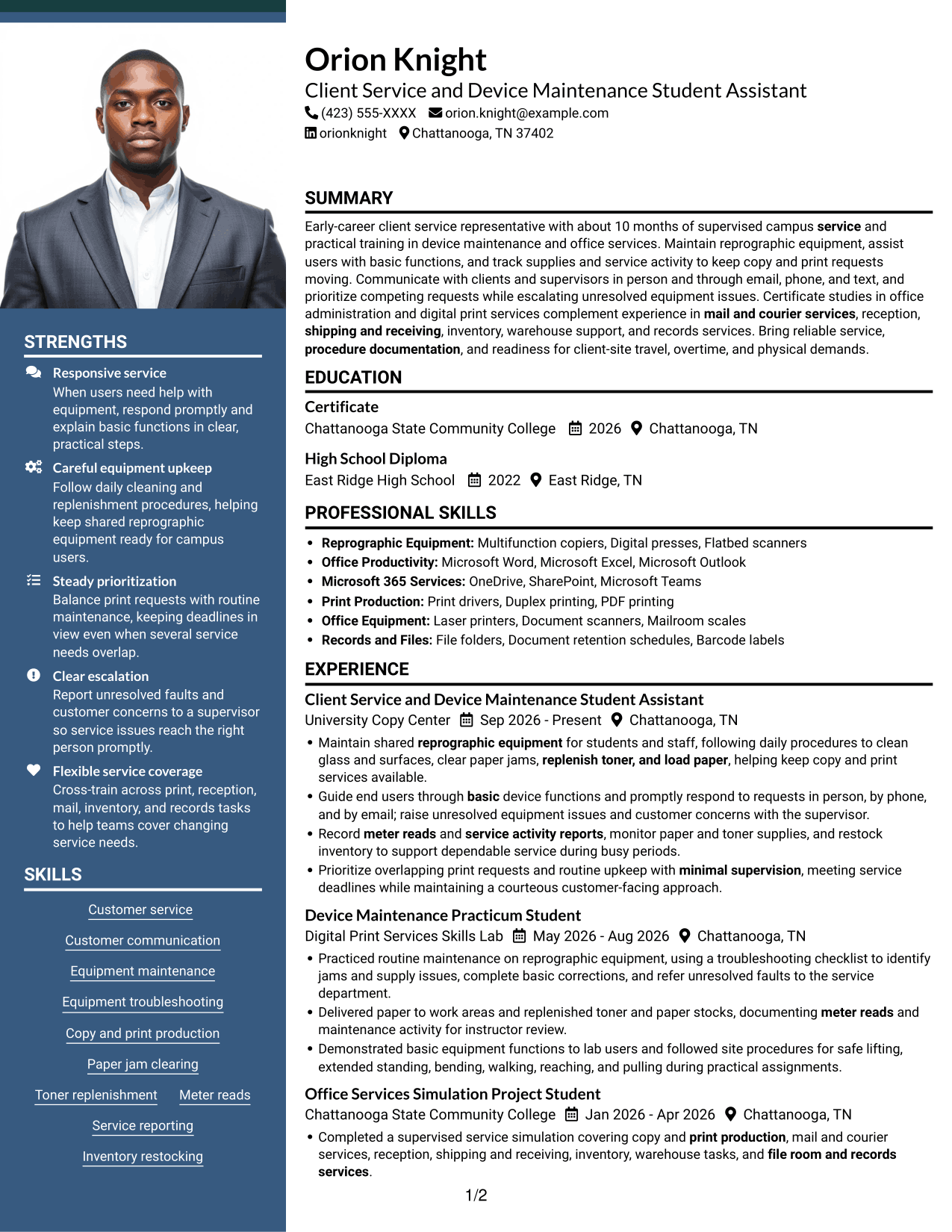 Resume example — page 1