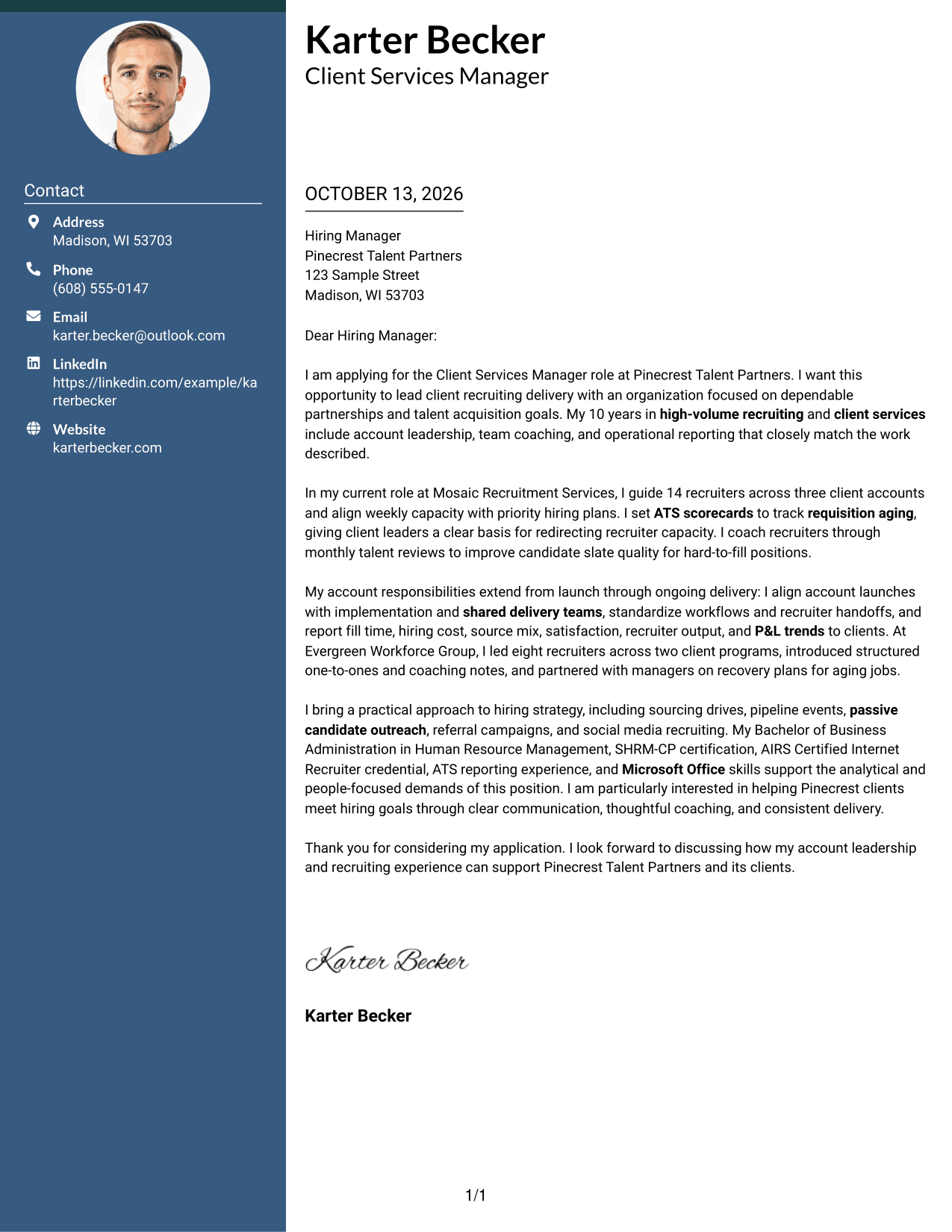 Cover Letter Example Page 1